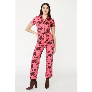 Rachel Antonoff Sal Jumpsuit moo pink cow print one piece novelty print size 2